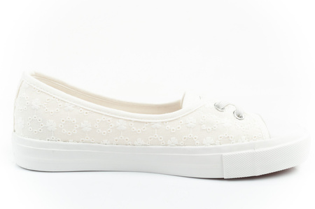 Lee Cooper Schuhe Sneaker Ballerina weiß bestickt Slip-on bequem