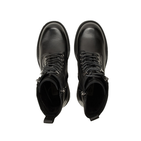 Ghete de damă Lee Cooper, negre, cu fermoar, din piele naturală
