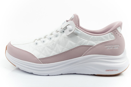 Pantofi sport confortabili Skechers Contour Foam White Slip-Ins pentru femei