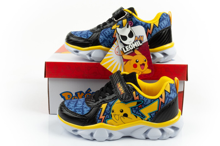 Pantofi sport pentru copii Leomil, adidași ușori Pokemon cu velcro, LED, negru și galben