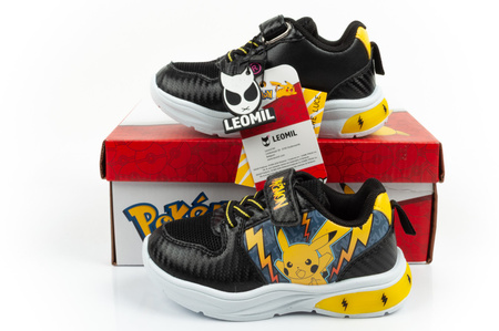Pantofi sport pentru copii Leomil, adidași ușori Pokemon cu velcro, LED, negru și galben