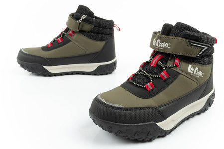 Ghete de zăpadă Lee Cooper pentru copii, căptușite cu velcro, izolate, kaki la modă