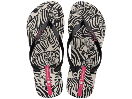 Flip-flops dama Ipanema Animal [83617 AY386], alb-negru.