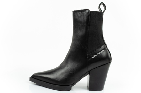 Ghete cowboy Karl Lagerfeld, cizme cowboy pentru femei, piele neagră [KL31264 000]