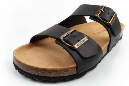 Pantofi sport Bio Bio pentru bărbați, Șlapi modelați, Piele naturală, Negru