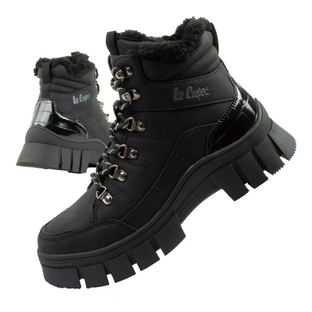 Pantofi de drumeție de iarnă Lee Cooper pentru femei, izolați, negri, cu talpă înaltă