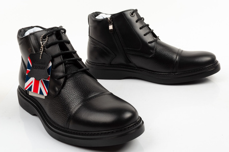Ghete elegante Lee Cooper pentru bărbați, din piele, negre, cu izolație