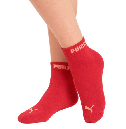 Șosete până la gleznă din bumbac, Puma, set de 3 perechi, roz/roșu/alb