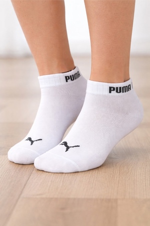Șosete unisex Puma, pachet de 3 perechi, din bumbac, până la gleznă, albe