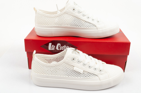 Teniși de damă Lee Cooper, model ajurat, albi, confortabili, pantofi de vară