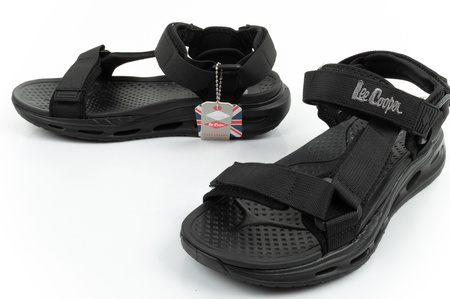 Sandale Lee Cooper pentru bărbați cu velcro, de vară, negre, ușoare