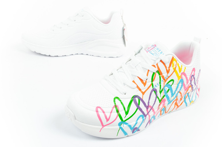 Pantofi sport Skechers Uno Lite, albi, confortabili, pentru femei [177977/WMLT]