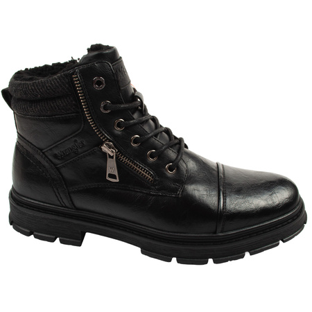 Ghete Wrangler Gillen Fur pentru bărbați, negre, ghete izolate la modă