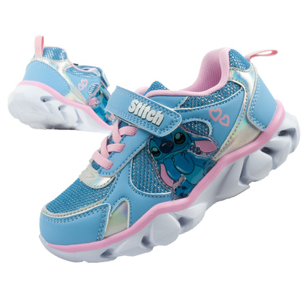 Pantofi sport Leomil pentru copii, model Stitch, ușori, cu velcro, LED, albaștri