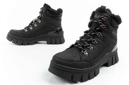 Pantofi de drumeție de iarnă Lee Cooper pentru femei, izolați, negri, cu talpă înaltă