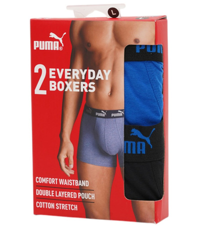 Boxeri Puma pentru bărbați, set de 2, albastru, negru, confortabili, din bumbac