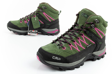 Pantofi de drumeție din piele pentru femei CMP Rigel, durabili, impermeabili, peste gleznă, verzi
