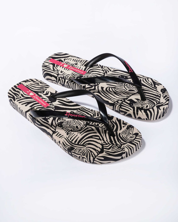 Flip-flops dama Ipanema Animal [83617 AY386], alb-negru.