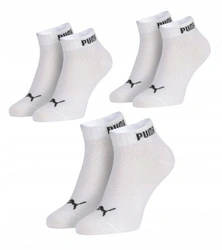 Șosete unisex Puma, pachet de 3 perechi, din bumbac, până la gleznă, albe