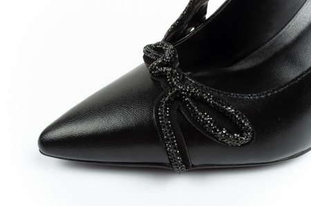 Pantofi de damă Karl Lagerfeld Sarabande cu toc înalt din piele naturală neagră [KL30919M 1M0]