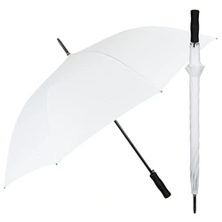 Umbrelă lungă Perletti XL 122 cm, albă, rezistentă la vânt, automată
