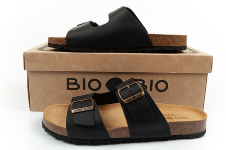 Pantofi sport Bio Bio pentru bărbați, Șlapi modelați, Piele naturală, Negru