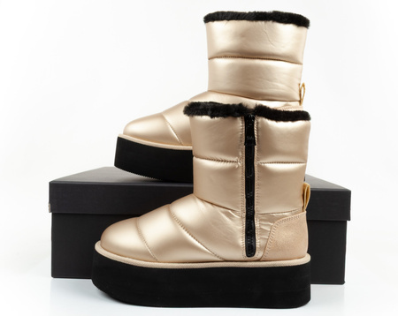 Ghete de zăpadă pentru femei Karl Lagerfeld Thermo cu blană aurie [KL48554 HGD]