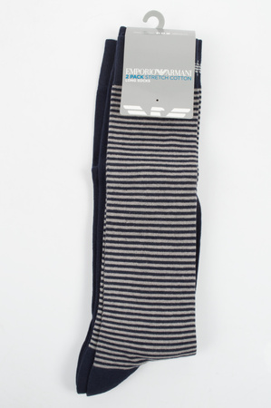 Șosete până la genunchi din bumbac Emporio Armani, bleumarin, set de 2