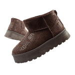 Cizme de iarnă pentru femei Lee Cooper, ghete la gleznă la modă, cu blană, maro închis