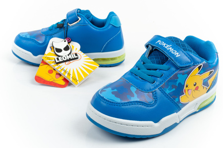 Pantofi sport pentru copii Leomil, adidași ușori Pokemon cu velcro și LED albastru deschis