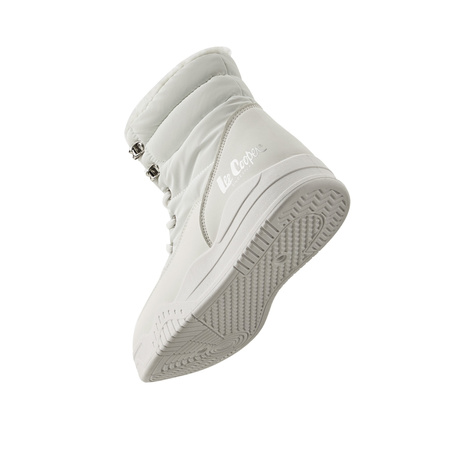 Ghete de iarnă Lee Cooper pentru femei - Ghete albe cu fermoar și izolație la gleznă