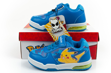 Pantofi sport pentru copii Leomil, adidași ușori Pokemon cu velcro și LED albastru deschis