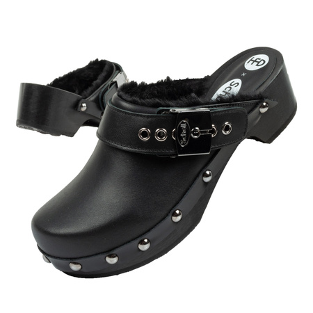 Saboți din piele Scholl Iconic [F307031004], negri.