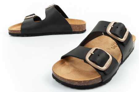 Sandale damă Bio Bio, model turnat, piele naturală, negru