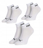 Șosete unisex Puma, pachet de 3 perechi, din bumbac, până la gleznă, albe